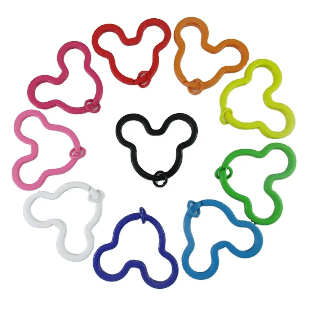 Colori arcobaleno a forma di testa del Mouse portachiavi gioielli Split portachiavi
