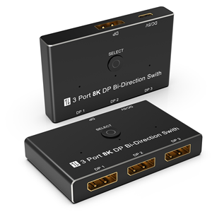 Displayport Switch 8K30Hz Display Port Switch 3 Entrada 1 Salida Displayport Switcher DP 1,4 Switcher Compatible con televisores