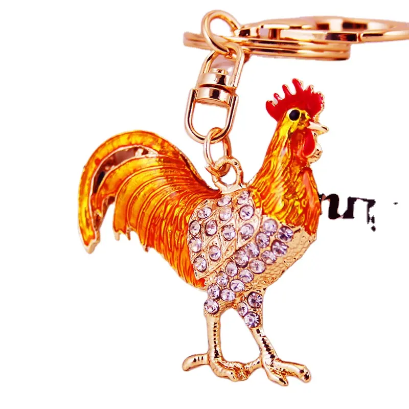 Gantungan Kunci Ayam Jago Mewah Gantungan Kunci Kristal Perhiasan Gantungan Kunci Gantungan Kunci Logam Hewan Hadiah Natal