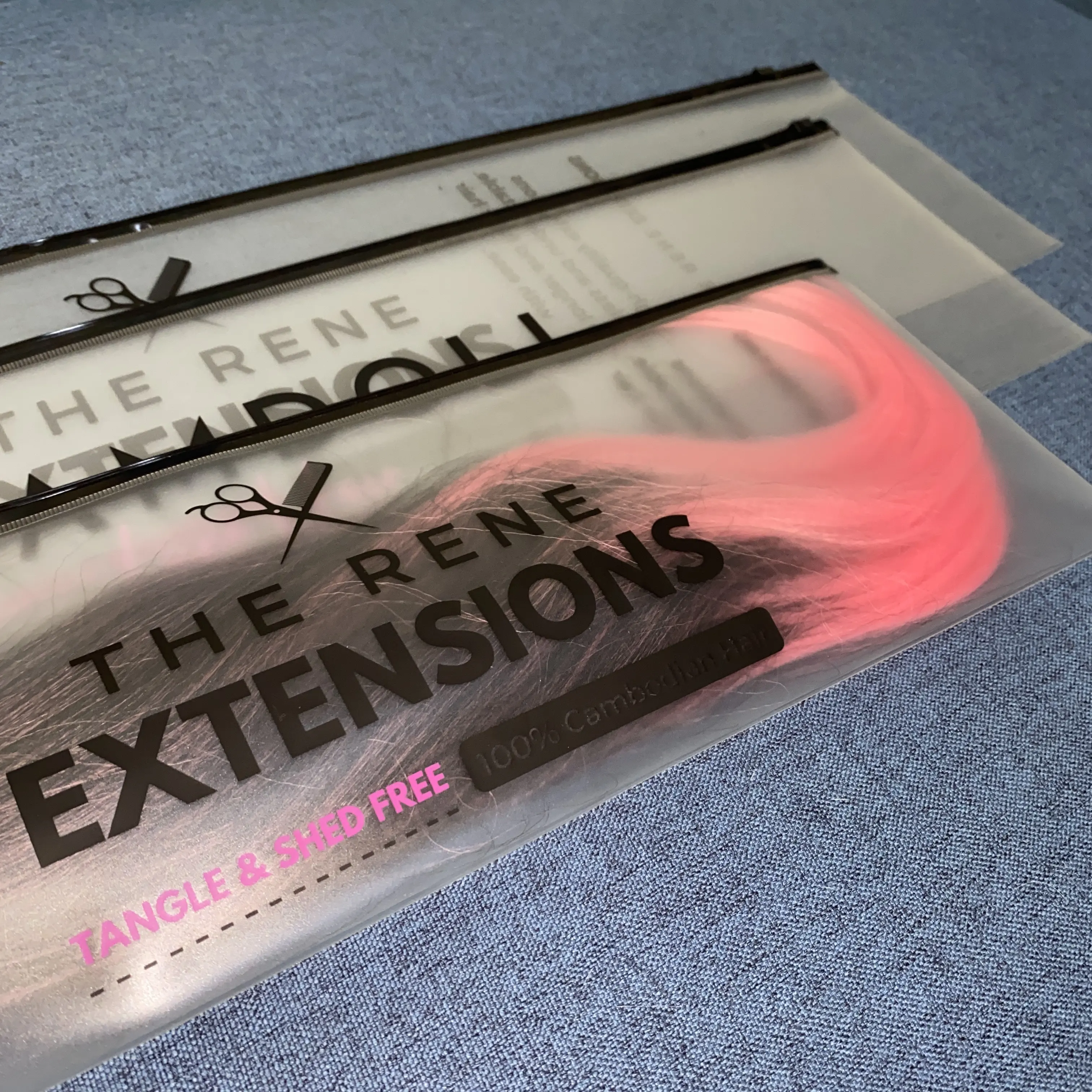 Custom Logo Bulk Vnyl Plastic Clear Colored Zip Lock Pouches PVC Hair Extension Packaging Zipper Bag