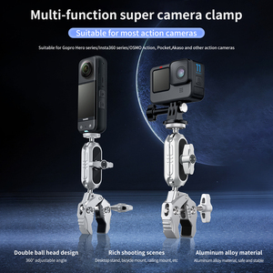 Multi Function Super Crab Shape Monitor Mount <strong>Camera</strong> Clamp with Dual Ball Head Magic Arm, 3/8&quot; <strong>ARRI</strong> Locating Holes 1/4&quot; Screw - Product Image 2