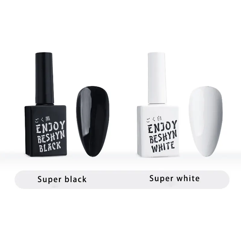 Private label beshyne nail supplies uv led super black super white gel nail polish gel per unghie