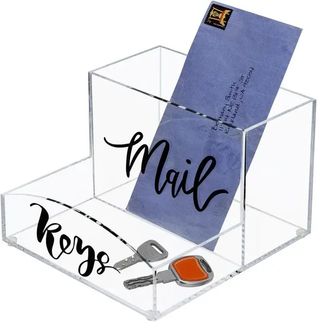 Lucite Acrylique porte-courrier PlexiglassTabletop Mailbox Lettre Stockage Organisateur Boîte