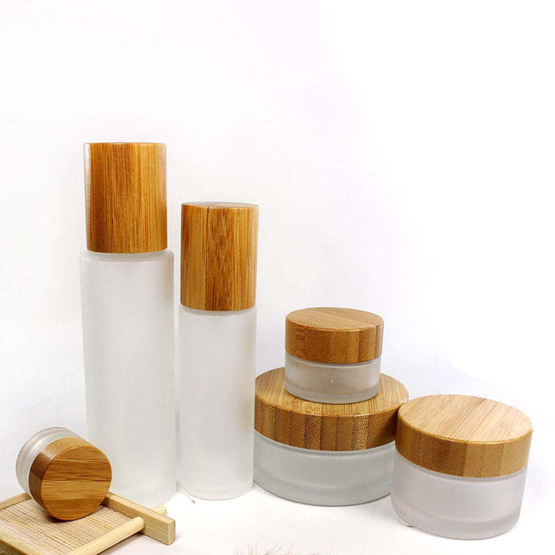 Bambu Kosmetik Botol Parfum Oz 30Ml 50Ml 100Ml 120Ml 150Ml Kaca Buram Cream Semprot Lotion botol Pompa Busa dengan Bambu Topi