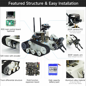 Jetson Nano B01 ahududu Pi 5 AI vizyon SLAM navigasyon Python programlama için 3DOF robotik kol ile Transbot SE ROS Robot tankı