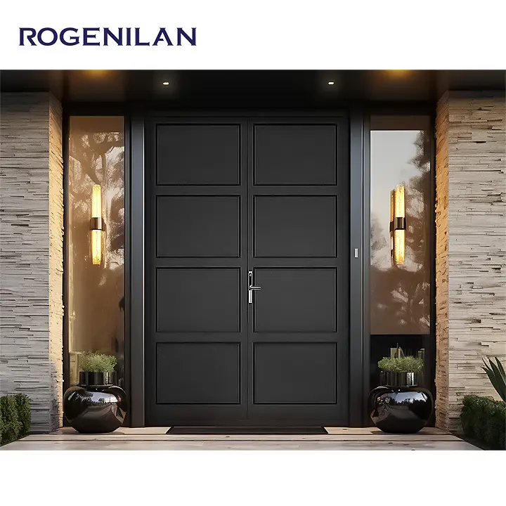 Moderno contemporaneo decorativo doppia porta di sicurezza ingresso/anteriore/esterno/ingresso porte in alluminio per le case