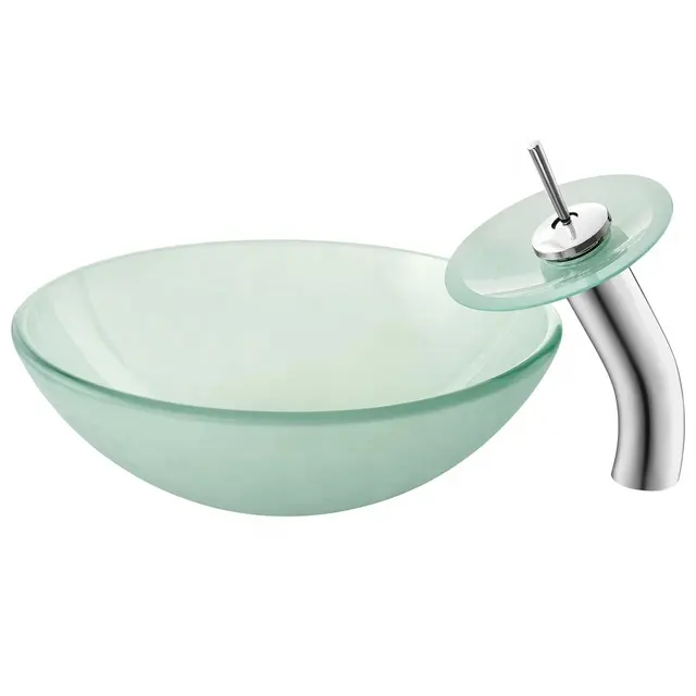 Qualidade acima do contador tipo instalação única tigela redonda tigela forma temperado vidro lavagem à mão banheiro vaso pia