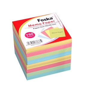 Foska, venta al por mayor, adhesivo de notas adhesivas personalizado, 4 colores, bloque de notas de papel de color, almohadillas de papel coloridas para papelería escolar y de oficina - Product Image 1
