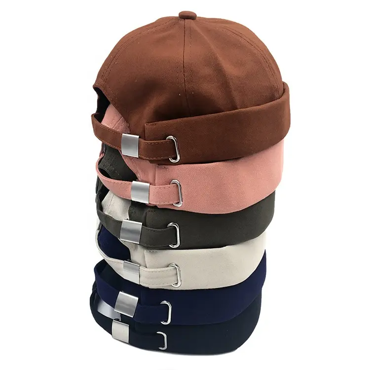 MIO pamuk Docker kap şapka bere işçi denizci kap Brimless kap haddelenmiş manşet Retro moda OEM briadjustable şapka ile ayarlanabilir