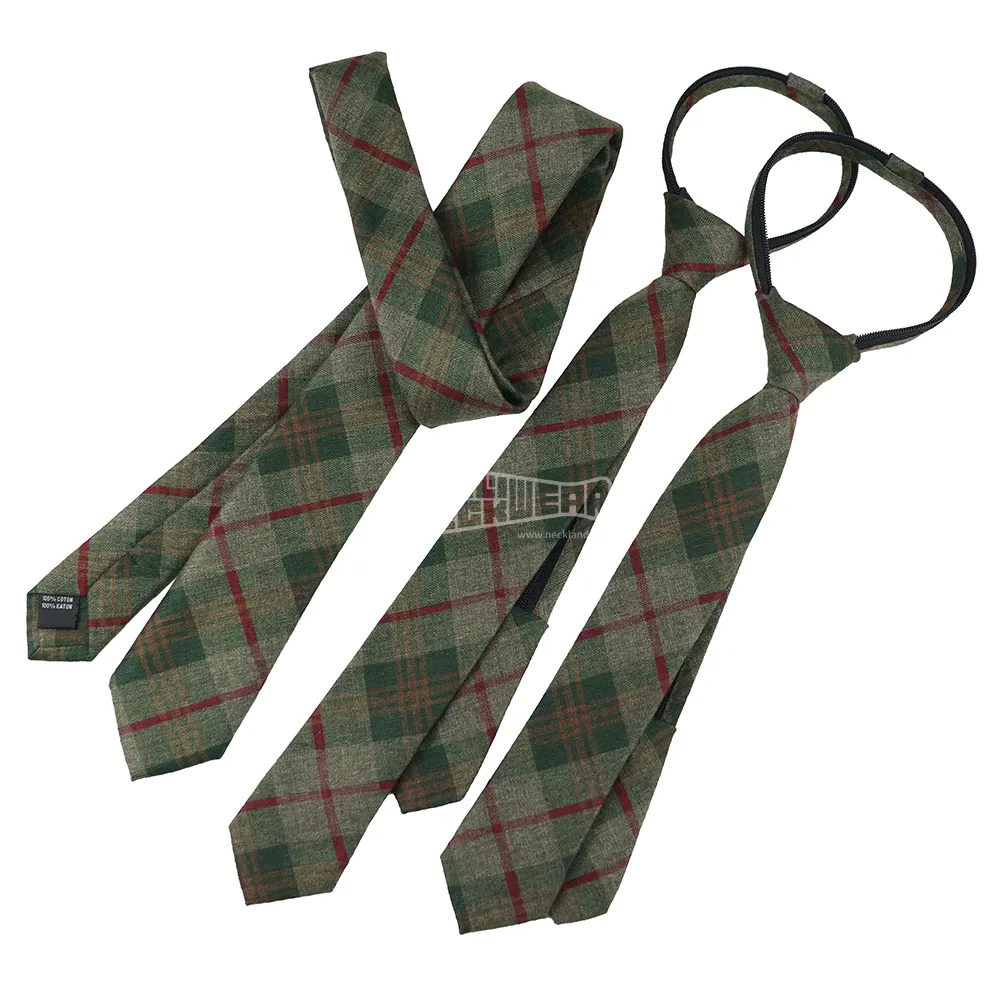 制服ネクタイ用学生ネクタイメーカーボーイズユースジッパーコットンネックタイをカスタマイズ