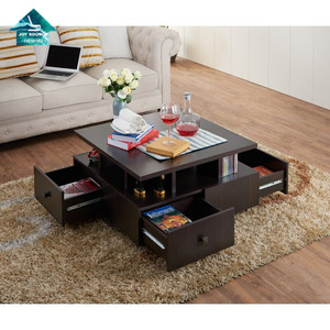 Mesa de centro multifuncional de nogal convertible de madera moderna, conjunto redondo, muebles de lujo hechos a medida - Product Image 4