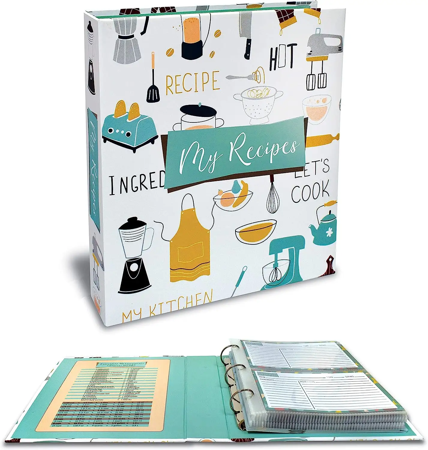 Carpeta de 3 anillas con impresión personalizable, libro de cocina de hojas sueltas, bonito libro de carpeta de recetas