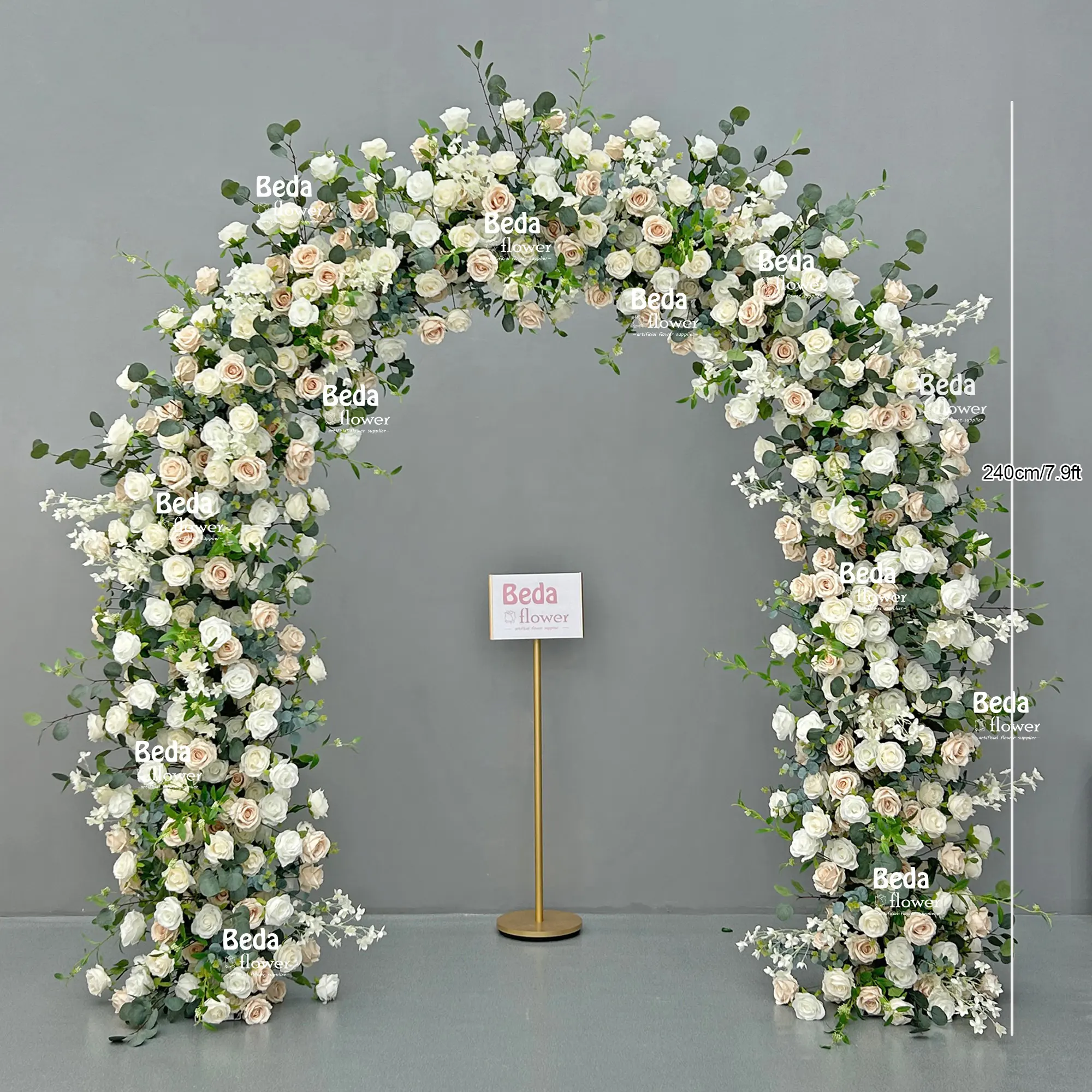 Lujo personalizado seda Artificial Rosa fiesta eventos decoración del hogar boda decoración Fondo Corazón en forma de flor arco