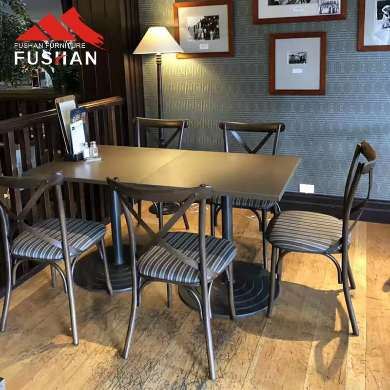 Fushan Groothandel Meubels Industriële Vintage Bistro Cross Rugstoel Cafe Stoelen