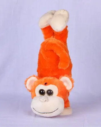 لعبة تفاعلية محشوة من القطيفة على شكل أرنب وقرد لعبة حيوان متحركة ملونة يمكن قلبها
