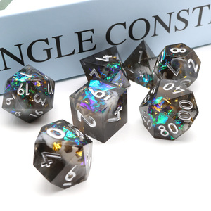 ชุดลูกเต๋าขอบคม RPG 7ชิ้นชุดลูกเต๋า DND เรซิ่นเกมกระดานหลายด้านของขวัญ DND สำหรับเกมตารางเล่นบทบาท (หลุมดำ) - Product Image 2