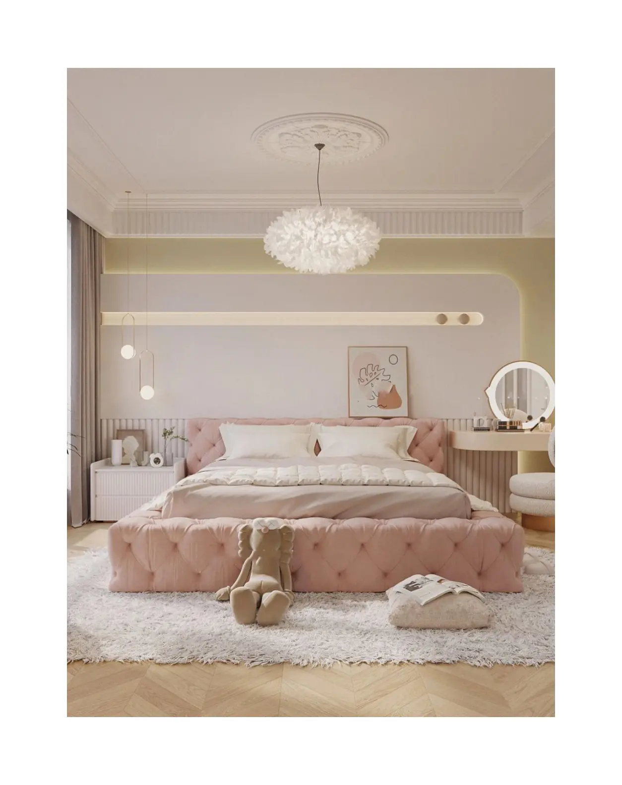 Vendita all'ingrosso Cama Lit mobili moderni Tufted in tessuto dormitorio camera d'albergo King Queen doppio tessuto letto italiano