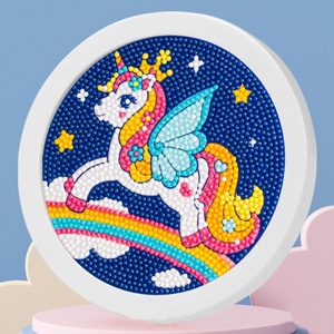 Bay Unicorn động vật in vải DIY sơn kim cương Kit với nhựa khung tròn cho trẻ em - Product Image 1