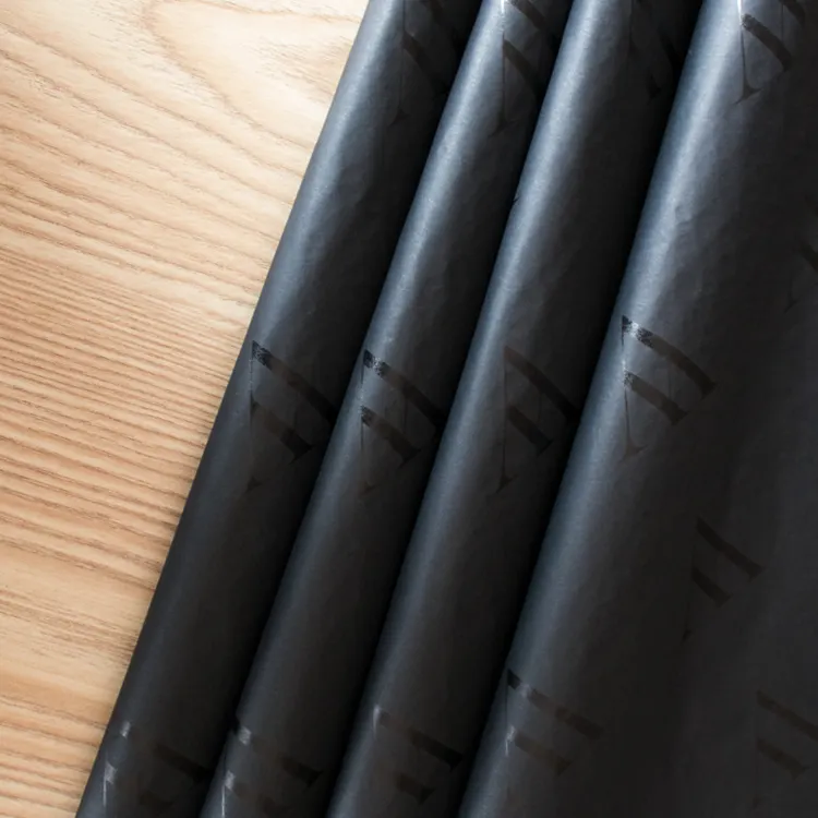 Papel do tecido da cor da impressão do logotipo preto personalizado 17g 28g papel macio do tecido da roupa do embrulho
