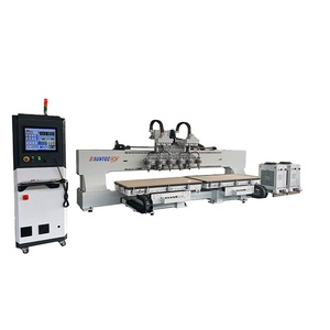 Controlador Osai, mesa móvil, enrutador CNC de madera de múltiples cabezales para hacer marcos de fotos,