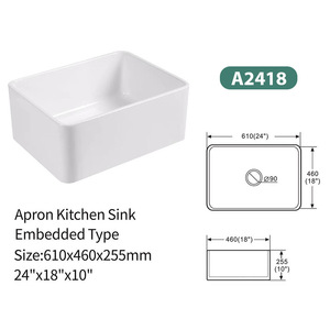 Fabrika beyaz seramik çift mutfak evyesi önlük ön çiftlik tarzı ile musluk Undermount kurulum ile iki delik - Product Image 5