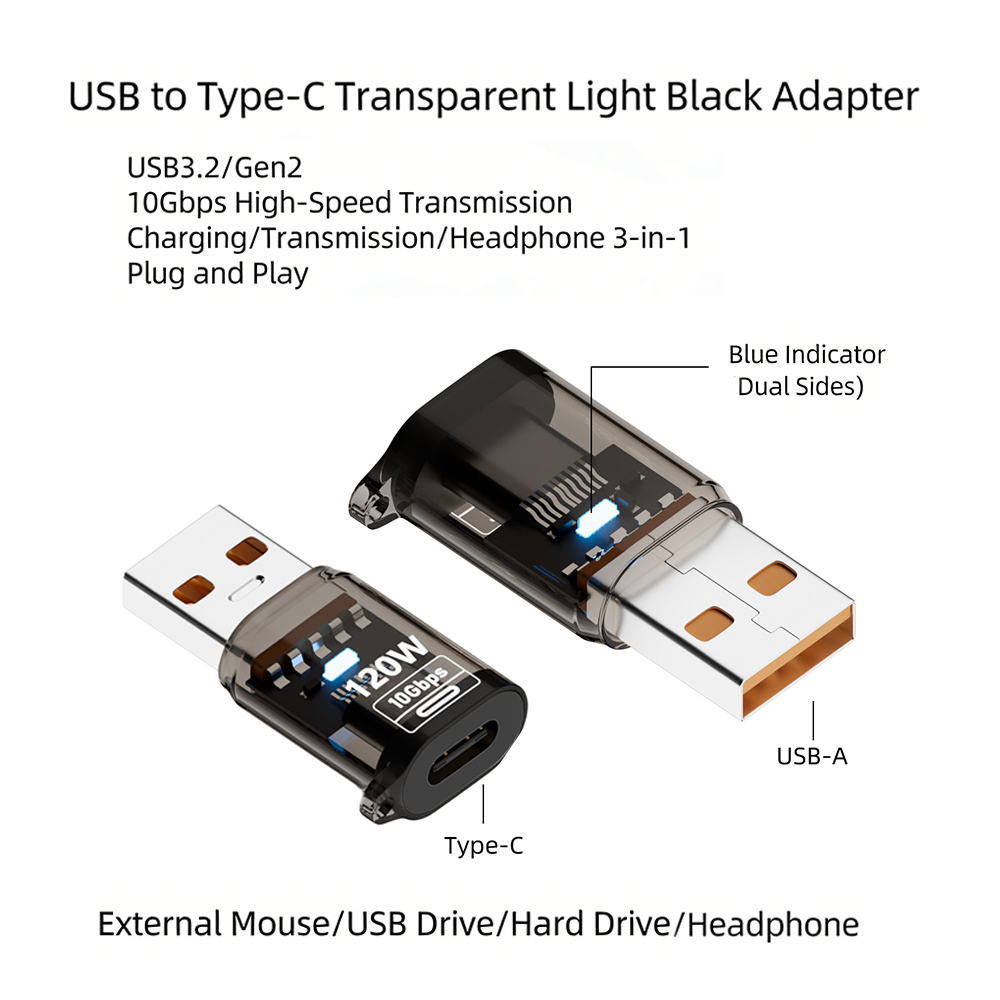 USB Male to C Female Black
