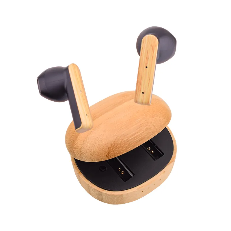 Venta al por mayor de auriculares Bluetooth BT 5,3 Enc auriculares de madera con cancelación de ruido inalámbricos TWS auriculares con Bluetooth