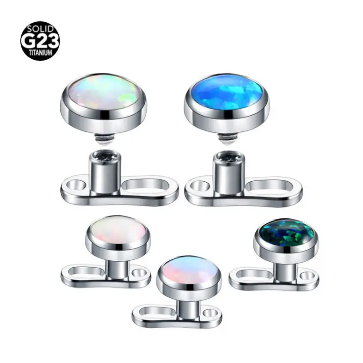 Yeach heißer Verkauf 14G ASTM F136 G23 Titan Innengewinde 3 4 5mm Opal stein Haut anker Oberkörper Piercing Schmuck