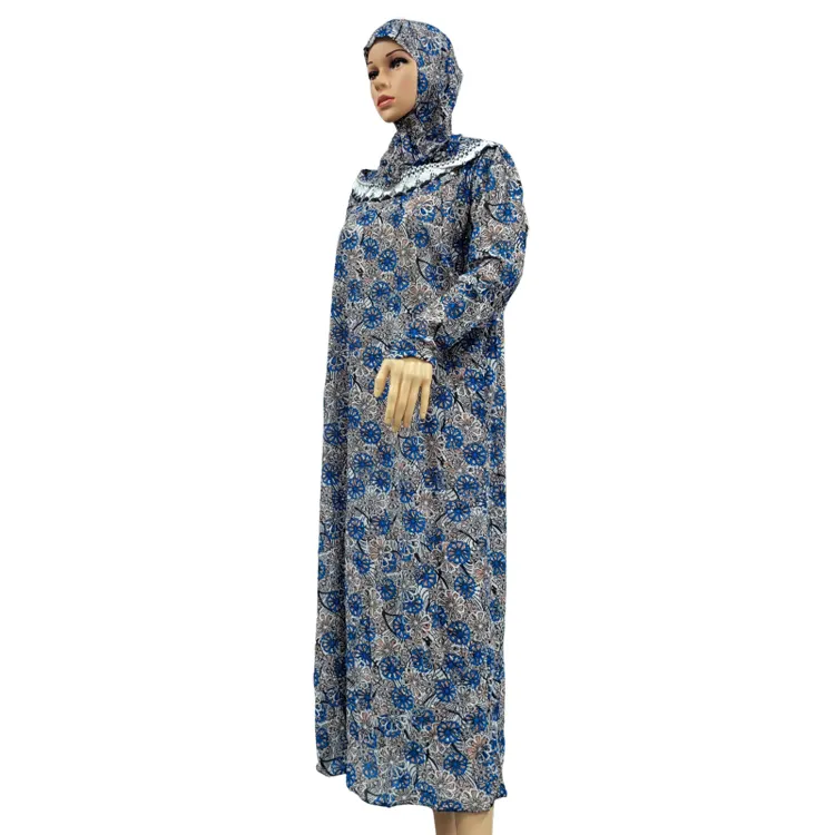 1 adet kapşonlu kazak namaz elbise kadın ibadet giyim Dubai Abaya arap Jilbab çiçekler Djellaba kızlar başörtüsü bornoz elbise