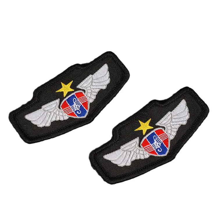 Distintivo ricamato a forma di ala personalizzato ferro sulle etichette delle toppe del ricamo per le uniformi scolastiche