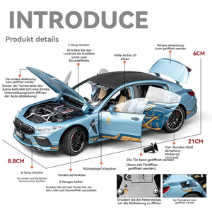 BMW M8 için 1:24 ölçekli Diecast Metal Model araba ses ve ışık geri çekme ve açık kapılar ile dekoratif koleksiyon oyuncak - Product Image 3