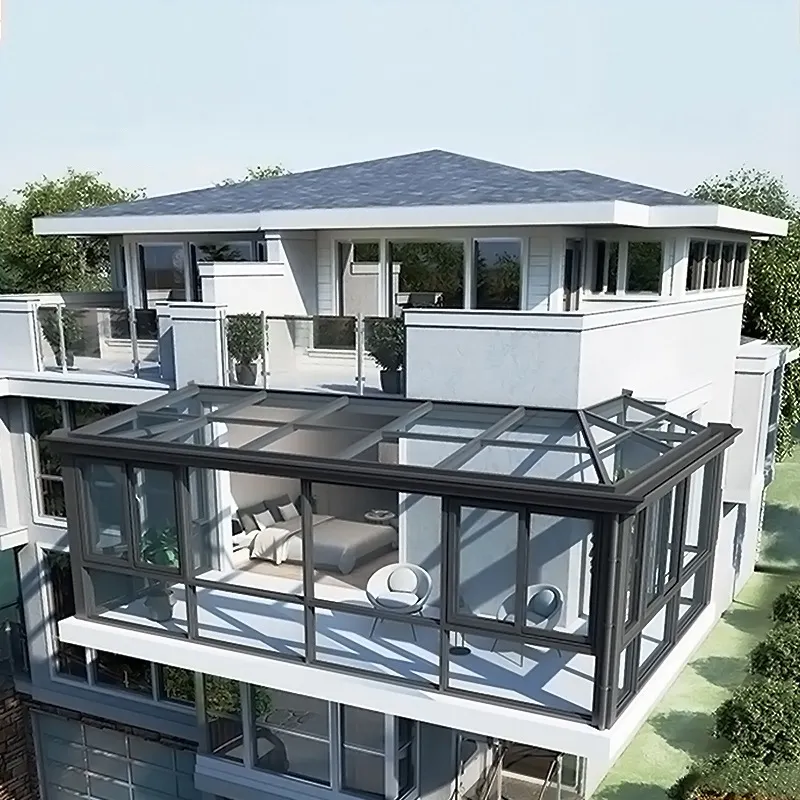 Design moderno In Alluminio Vetro Prefabbricati Verande Casa Giardino Sole Camere