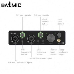 音频接口便携式声卡混合器48v功能2通道乐器输入录音棚广播 - Product Image 3