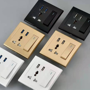 带灯开关的通用USB墙壁插座2.1A双USB电话充电端口开关控制插座 - Product Image 3