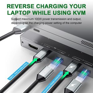 卸売TYPE-C KVMスイッチャー2 in 1 out USBC HD MI KVM HDスイッチャー4K60Hzモニターキーボードマウス用 - Product Image 6