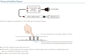 E3-C1 E3-C2 E3-C3 5-24VDC 1.5A 1触摸按钮CV RGB发光二极管控制器 - Product Image 6