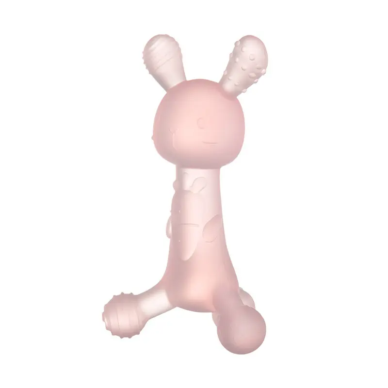 Nuovo arrivo simpatico cartone animato dentizione coniglio giocattolo 30g Silicone che allatta succhia giocattolo masticabile doccia regalo per la dentizione del bambino