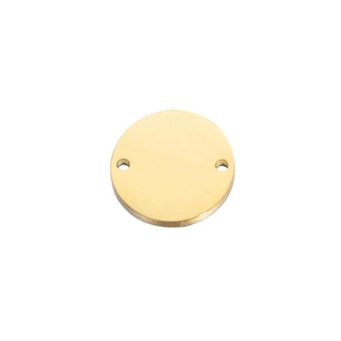 Ciondoli rotondi personalizzati a disco circolare da 10-30mm ciondolo a cerchio in acciaio inossidabile a due fori all'ingrosso a buon mercato per la creazione di collana di braccialetti