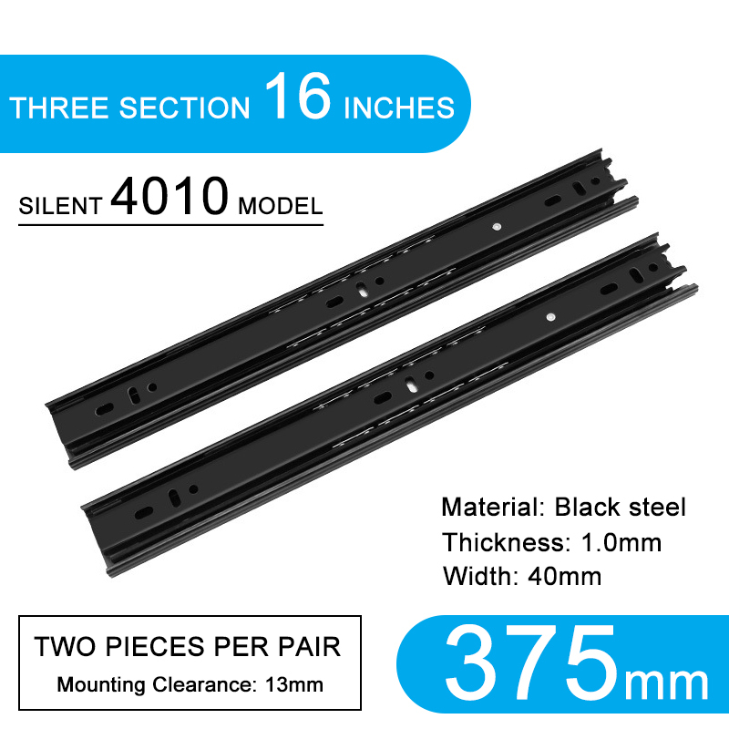 4010 Silencioso de Tres Secciones, Acero Negro, 16 Pulgadas (375 mm)