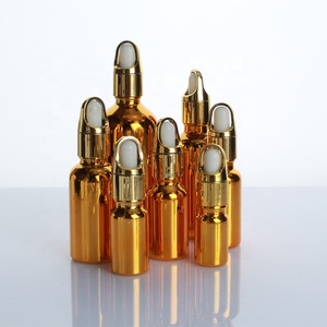 Vacío redondo 5ml 10ml 15ml 20ml 30ml 50ml 100mL cosmético electrochapado oro vidrio cabello aceite esencial cuentagotas botella - Product Image 3