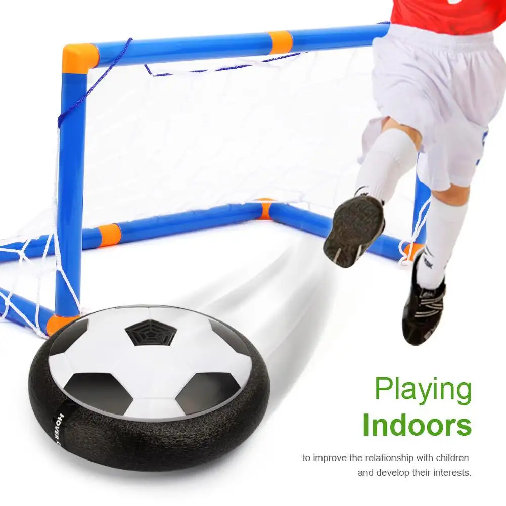 Bambini Levitate sospensione pallone da calcio cuscino d'aria galleggiante in schiuma calcio con luce a LED giocattoli scorrevoli giocattoli da calcio regali per bambini