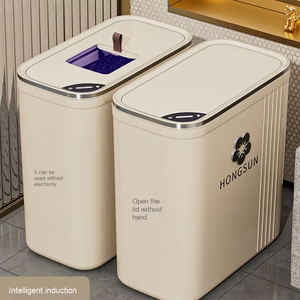 Hongsheng完全自動スマートセンサー家庭用廃棄物ゴミ箱耐久性プラスチックサンドイッチゴミ箱バスルーム用リビングルーム