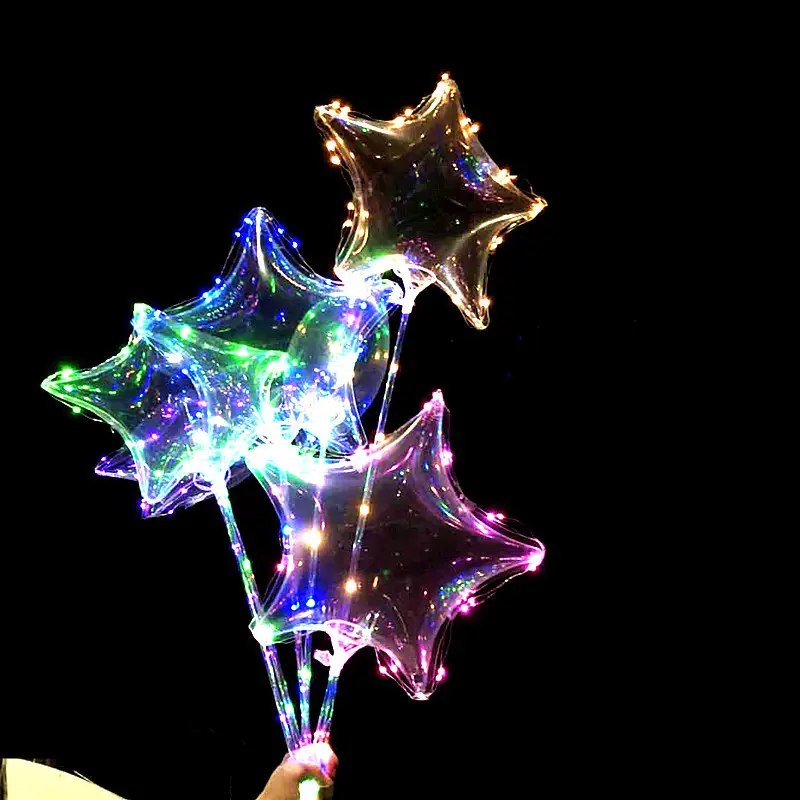 Bulk wholesale unicorn star heart round shape led bobo balloons led light up balloon led balloons light with sticks