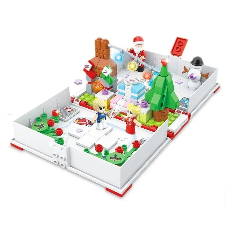 City XMAS Building Toy Set Plastic Model Toy with 4 Action Figures Holiday Christmas Toy Story Book for Kids