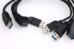 Black Color <strong>USB</strong> <strong>3.0</strong> Female to USB3.0/2.0 Dual Male Extra Power Data Cable Y <strong>Extension</strong> Cord for 2.5&quot; Mobile Hard Disk - Product Image 4