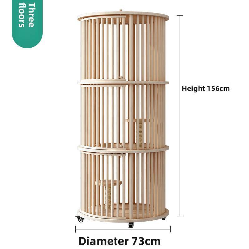 Cage à trois niveaux en bois massif pour chat 73*156
