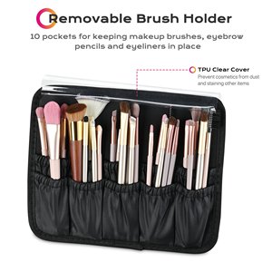 Ayna PU malzeme fermuar kapatma iplik deseni ile moda ışıklı seyahat makyaj çantası - Product Image 4