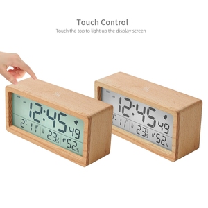 New Arrival Superior Wooden <strong>Led</strong> Digital Clock Applied Snooze Smart Table Clocks Touch Sensing Digital Clock Large Display - Product Image 5