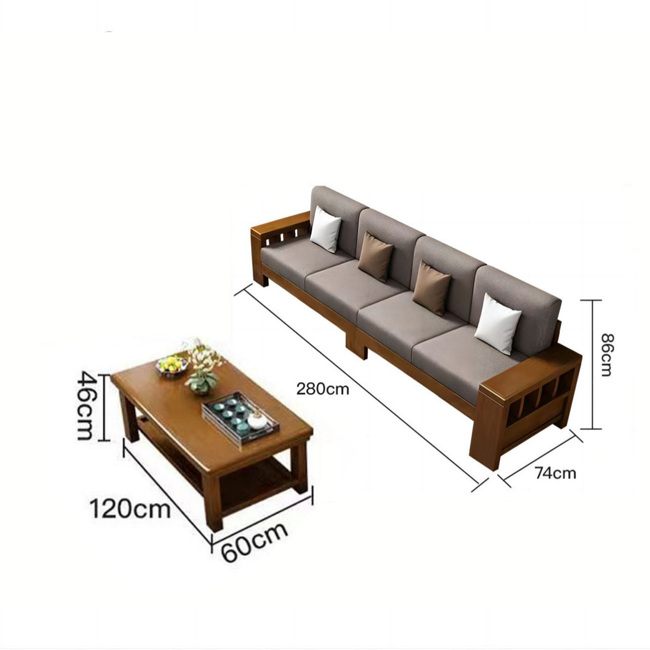 Table basse longue quatre places