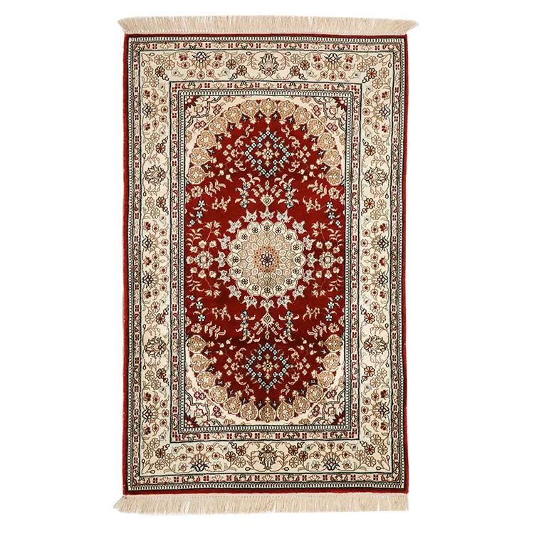 2.5x4 Ft tappeti persiani fatti a mano 100% seta tappeto orientale per la decorazione domestica floreale 5mm prodotti islamici persiani annodati a mano